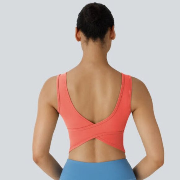 NWT Halara U Neck Backless Crossover Barre Ballet Tank Top - Size L - Picture 2 of 8